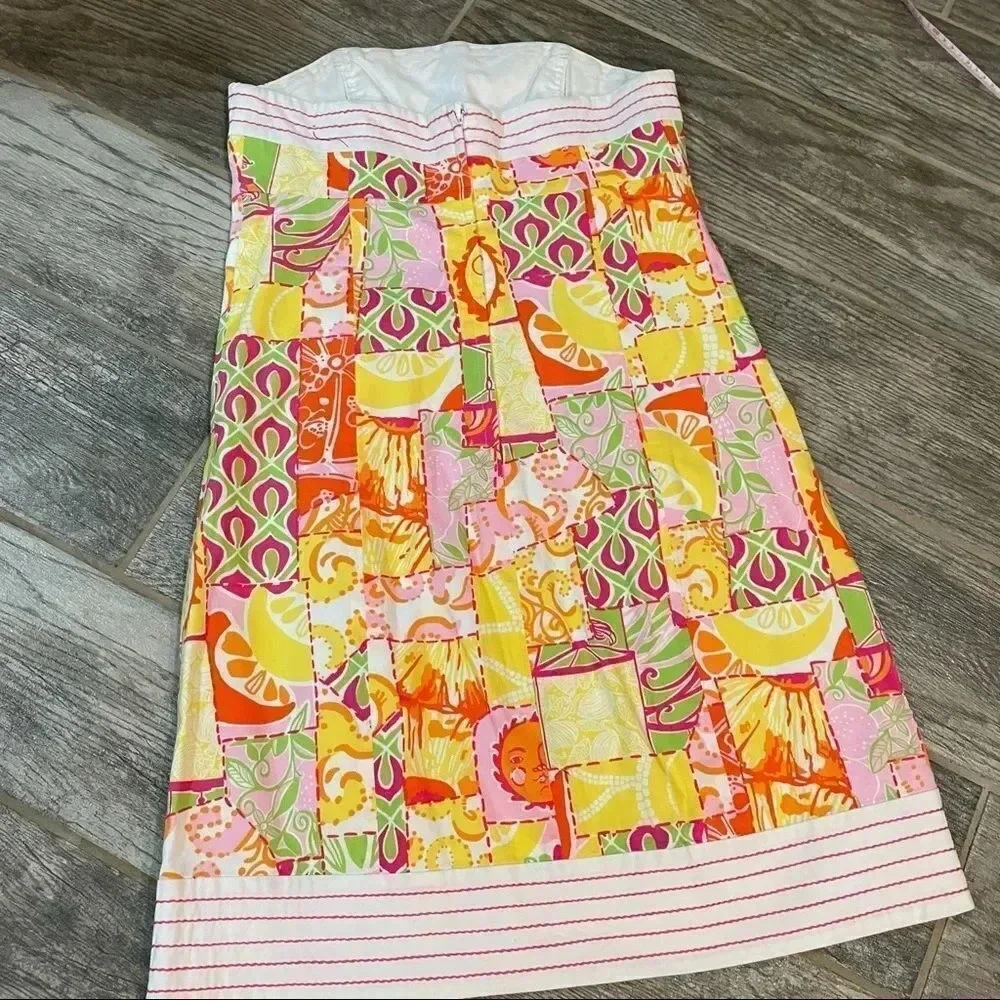 Lilly Pulitzer Happiest Hour print Strapless shift dress floral  Women’s size 4 - Picture 3 of 10